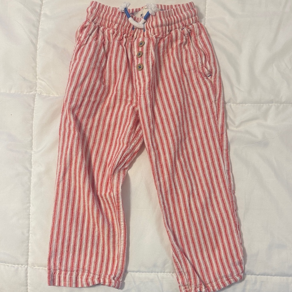 Mini Boden Red and White Striped Casual Pants